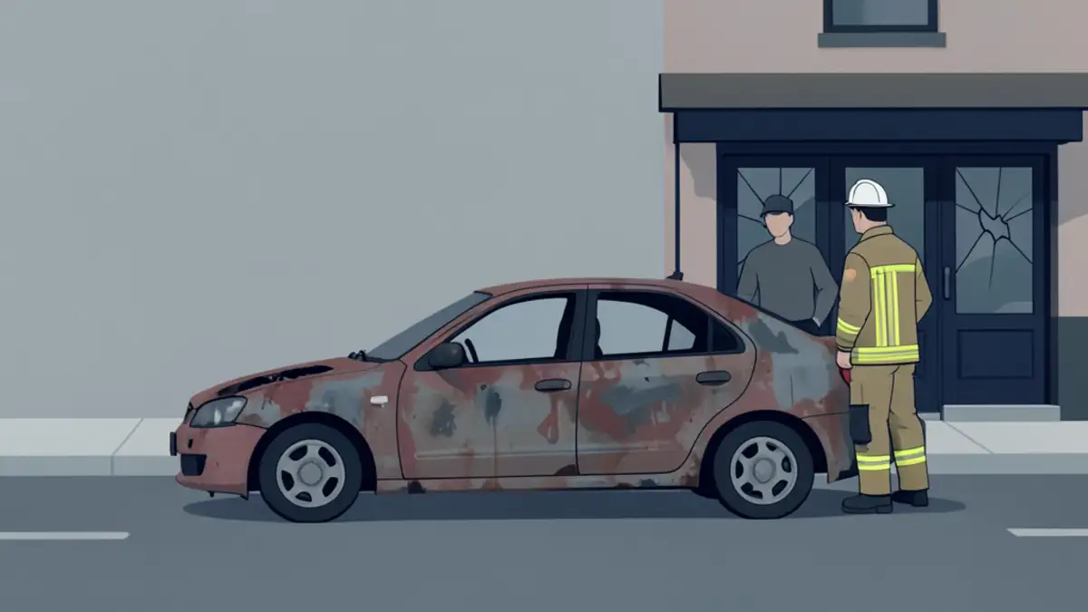 U Zagrebu usred noći izgorio Mercedes, popucala stakla kafića