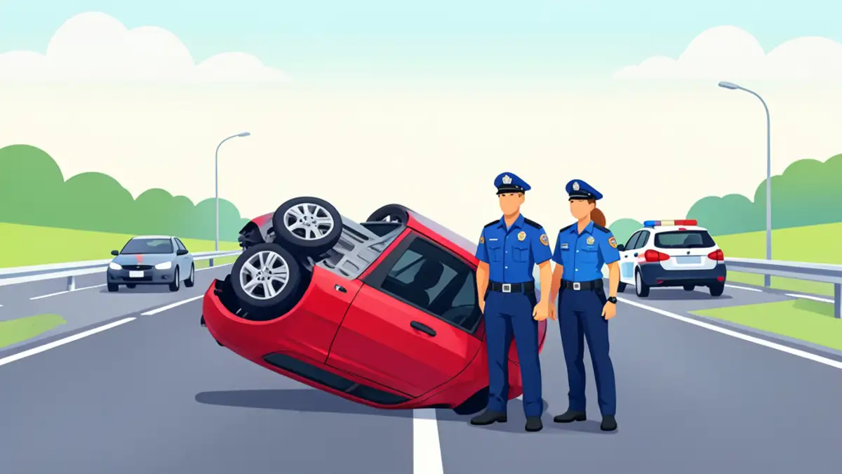 Auto završio na krovu na A1 između Zagvozda i Ravče