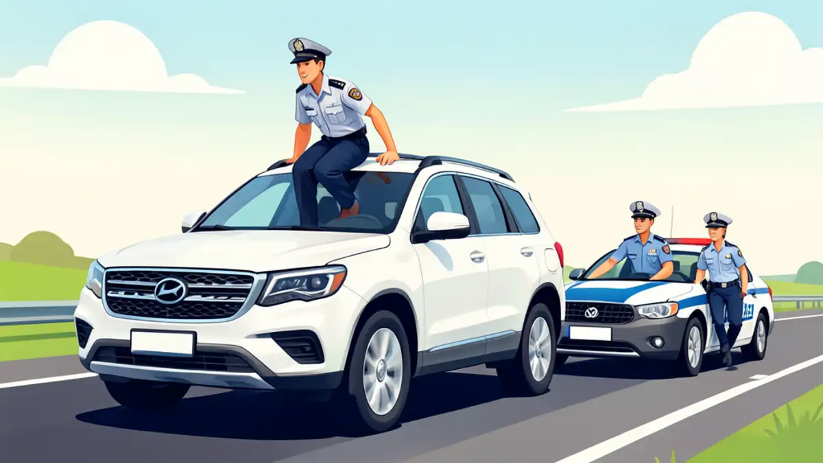 Policajac se držao krova SUV-a 40 km u potjeri